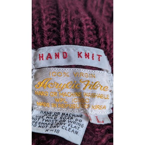 Handmade 80' Vintage burgundyBobble turtleneck Bust 36" CBack 24"Rare QualityEVU - Picture 5 of 10
